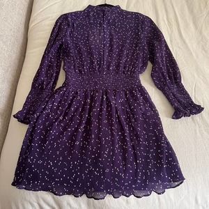 ZARA SMOCKED WAIST & CUFFS POLKA DOT MINI DRESS (NWT) SIZE SMALL